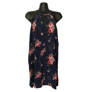 BeBop Womens Dress Juniors Size Small Blue Floral Keyhole Short Shift Dress